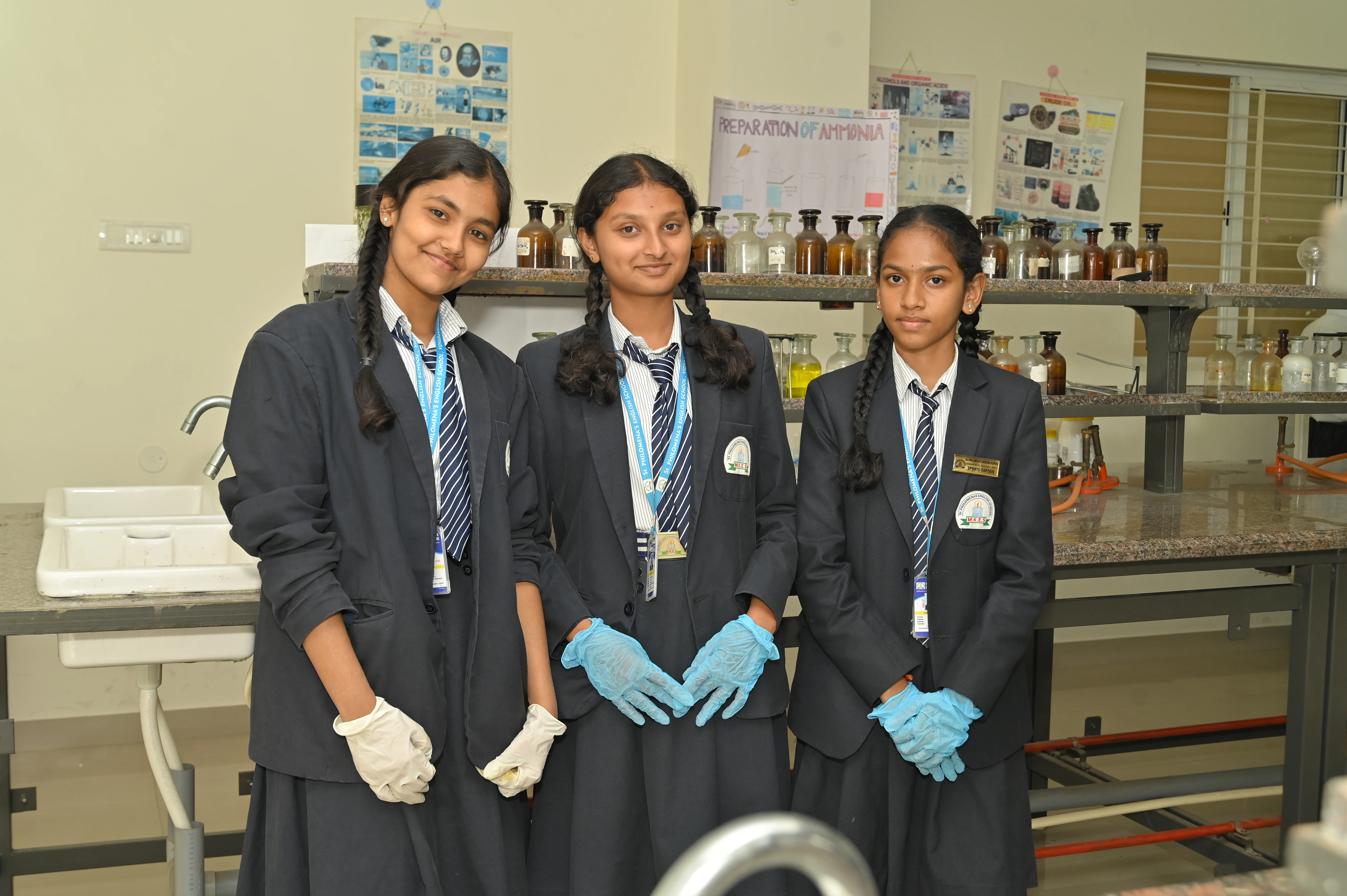 St. Philomena's students in the science laboratory