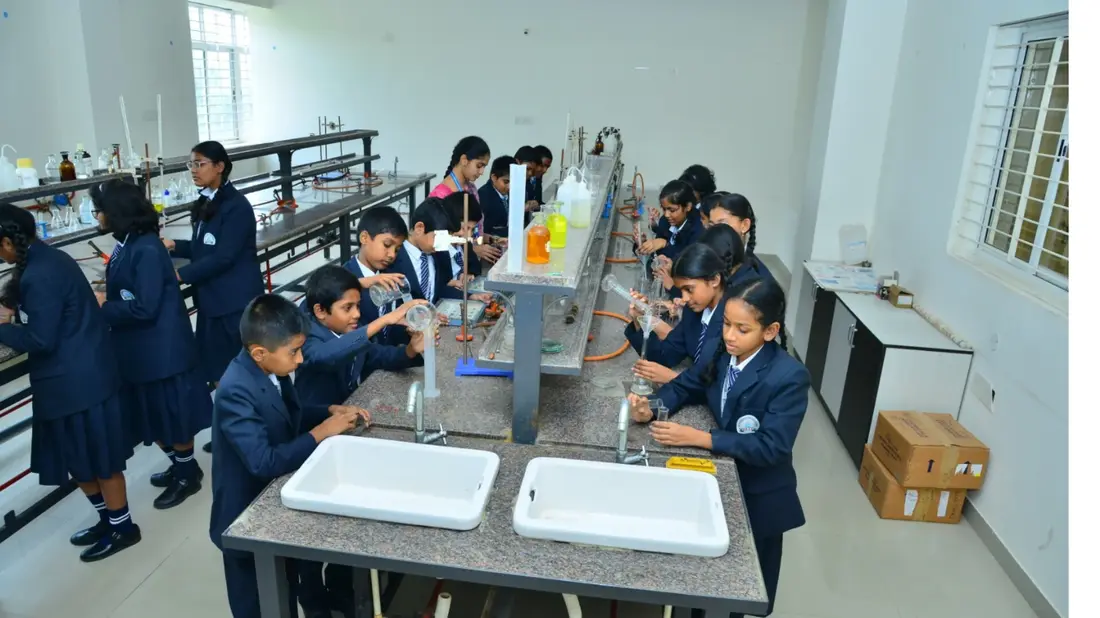 St. Philomena's students learning in the science laboratory